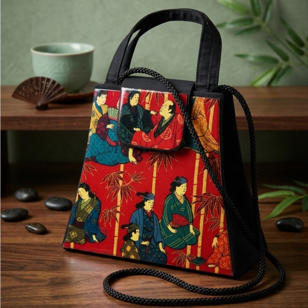 Angela Frascone Vintage Japanese Art Print Handbag - Rare & Artistic